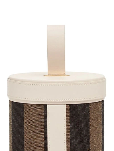 Shop Fendi Striped Cylindrical Box In White