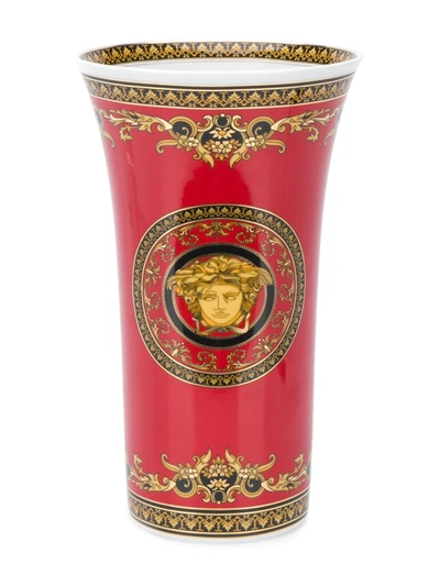 Shop Versace Home Medusa Baroque Vase In Red