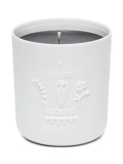 Shop L'objet Rose Noire Embossed Candle (350gr) In White