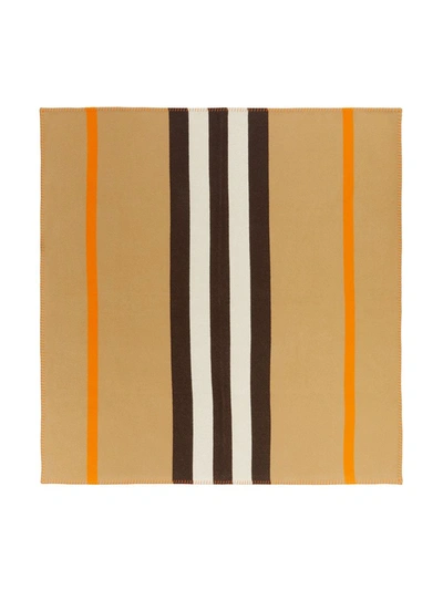 Shop Burberry Icon Stripe Merino Wool Cashmere Blanket In Neutrals