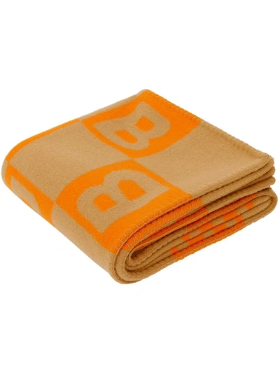 Shop Burberry B Motif Blanket In Orange