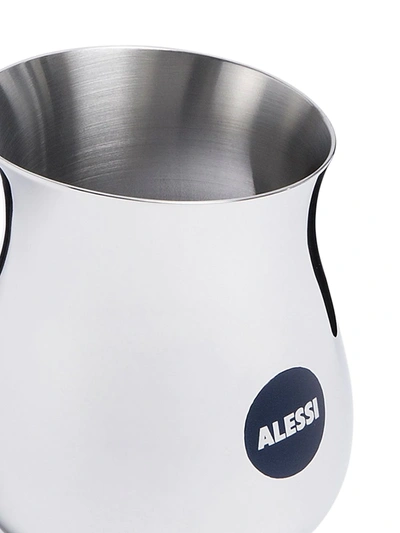 Shop Alessi Branded Curved Vase (8cm) In Silver