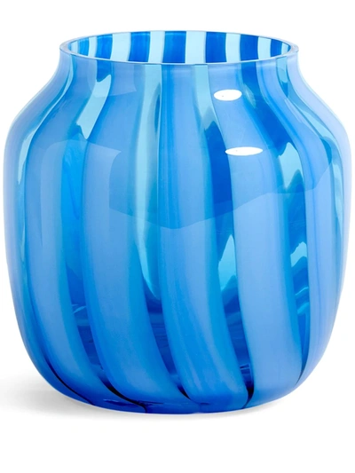Shop Hay Striped Wide Vase In Blue