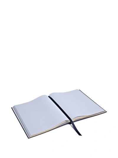 Smythson Textured Cover Notebook In Blue