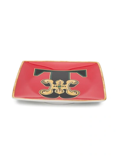 Shop Versace Home Alphabet T Plate (11cm) In Red