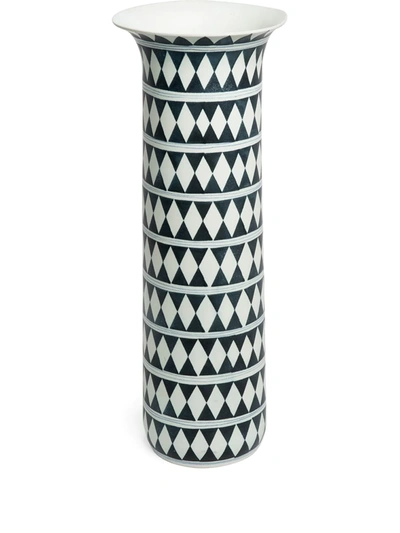 Shop L'objet Geometric-pattern Porcelain Vase (43cm) In Black