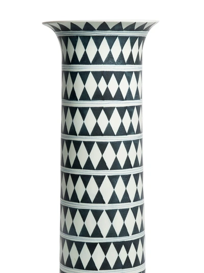 Shop L'objet Geometric-pattern Porcelain Vase (43cm) In Black