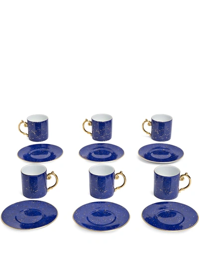 Shop L'objet Lapis Espresso Cups And Saucers (set Of 6) In Blue