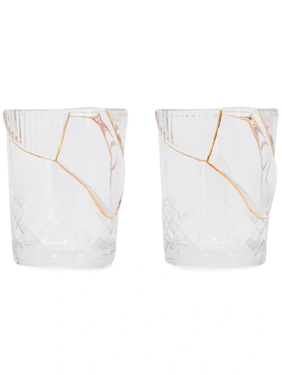 二件式金色边饰水晶玻璃杯