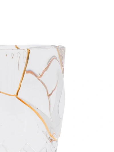 Seletti Set Of Two Gold-trimmed Cut Crystal Glasses In Gold