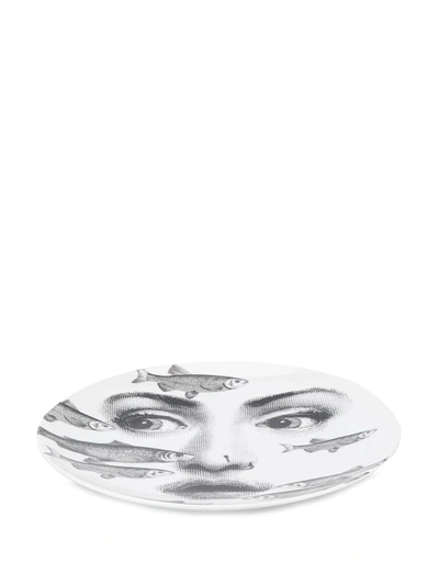 Fornasetti Illustrated Plate In White
