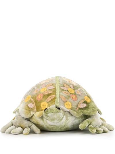 Shop Anke Drechsel Floral Embroidered Turtle In Green