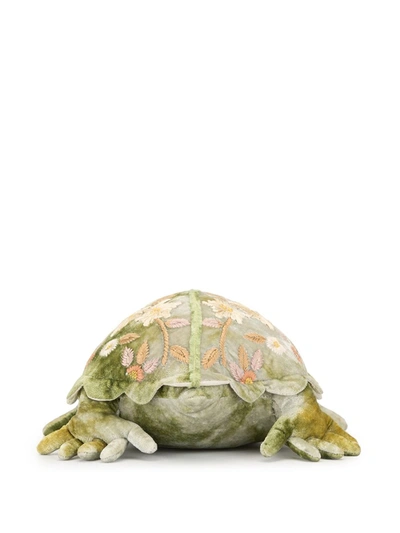 Shop Anke Drechsel Floral Embroidered Turtle In Green