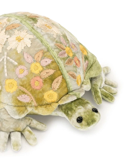 Shop Anke Drechsel Floral Embroidered Turtle In Green