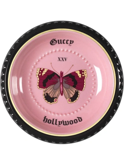 Shop Gucci Butterfly Trinket Tray In Pink