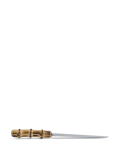 Shop Lorenzi Milano Bamboo Carving Set In Brown