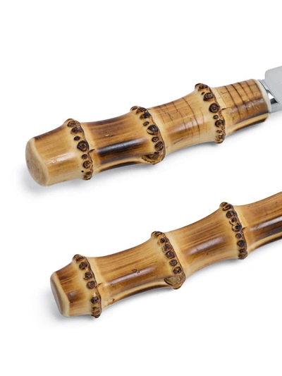 Shop Lorenzi Milano Bamboo Carving Set In Brown