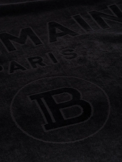 Shop Balmain Logo Embossed Towel In Black