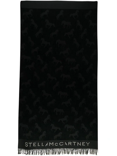 Shop Stella Mccartney Horse Pattern Bath Towel In Black