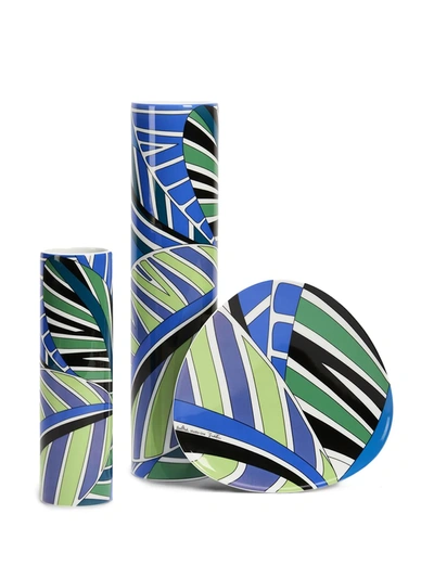 Shop Rosenthal X Emilio Pucci Palm Leaves #02 Collection (set Of 3) In Black
