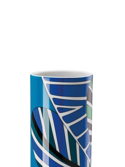 Shop Rosenthal X Emilio Pucci Palm Leaves Vase In Blue