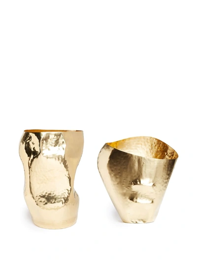 Shop Tom Dixon Hammered Bash Vase In Gold