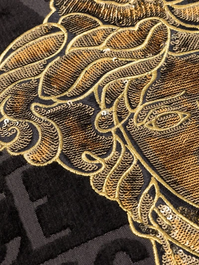 Shop Versace Medusa Sequined Cushion In Z4557 Black Gold