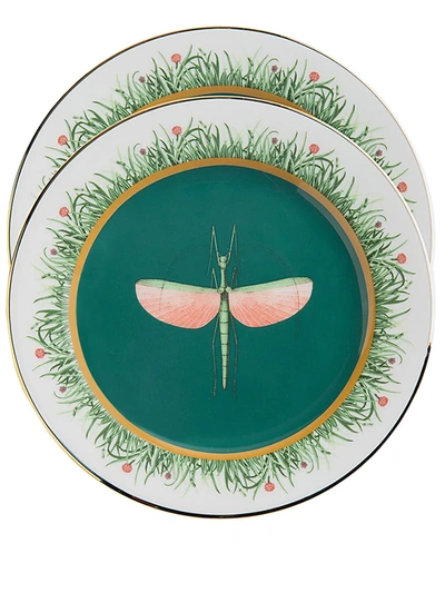 Shop La Doublej Libellula Dessert Plates (set Of 2) In Green