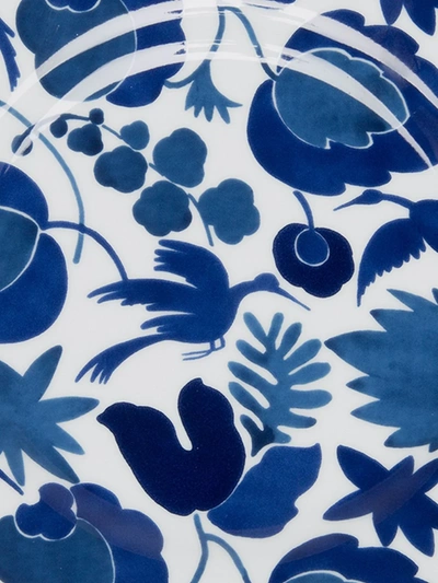 La Doublej X Ancap Dessert Plate Set - Wildbird Blu/bianco In Blue