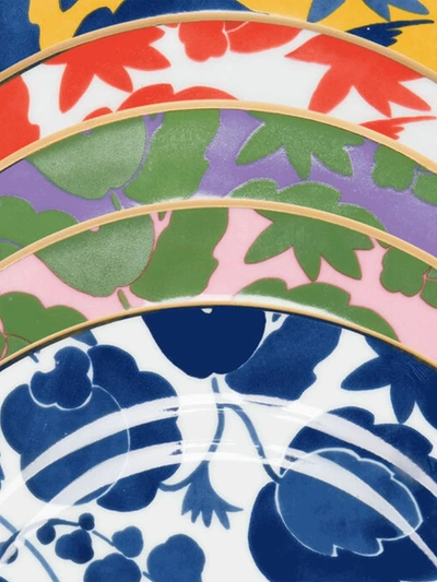 La Doublej Wildbird Six Dessert Plates In Blue