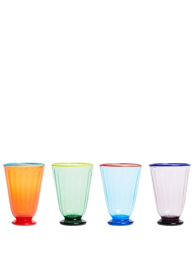 Shop La Doublej Rainbow Set Of 4 Glasses In Blue
