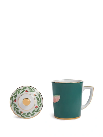 Shop La Doublej Hand-painted Lid Mug In Green