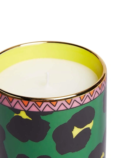 Shop La Doublej Flower Leopard Candle (250g) In Green
