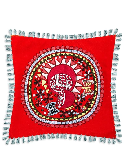 Shop La Doublej Baby Persephone Velvet Cushion In Red