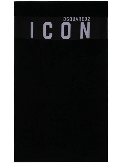 Shop Dsquared2 Icon Logo-embroidered Towel In Black