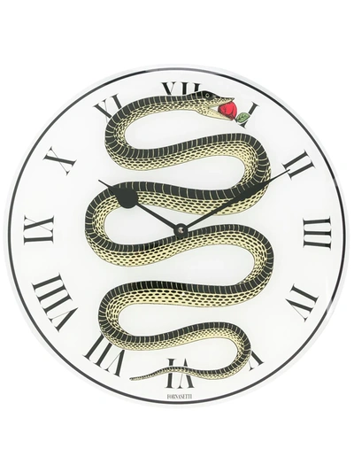 Shop Fornasetti Serpent Print Clock In White