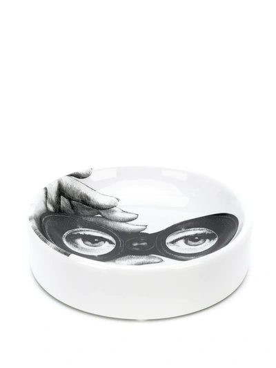 Shop Fornasetti Binoculars-print Ashtray (12cm) In White