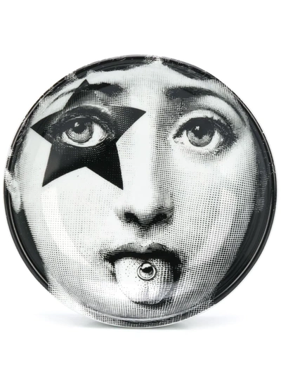 Shop Fornasetti Face Print Ashtray (12cm) In Black