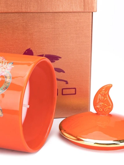 Shop Etro Amber Wood Ceramic Candle (500g) In Orange