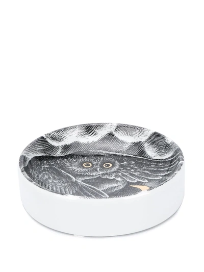 Shop Fornasetti Owl Print Round Ashtray In White