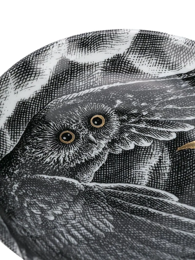 Shop Fornasetti Owl Print Round Ashtray In White