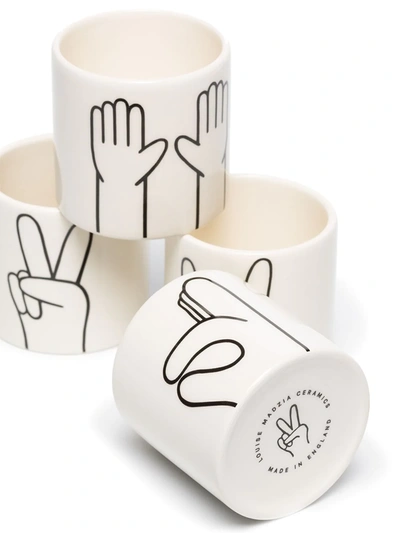 Shop Louise Madzia Set Of Graphic-print Plant Pots In White