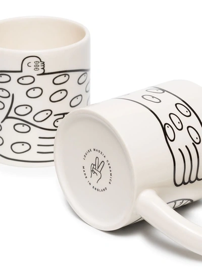 Shop Louise Madzia White Your Eyes Ceramic Mugs (set Of 2)