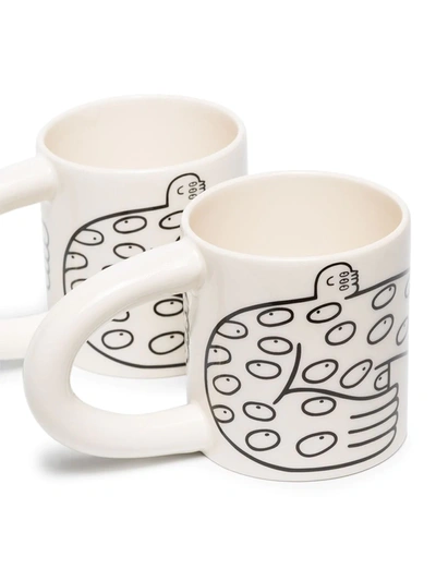 Shop Louise Madzia White Your Eyes Ceramic Mugs (set Of 2)