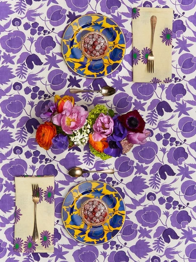 La Doublej Set Of 6 Margherita Viola Large Napkins In White