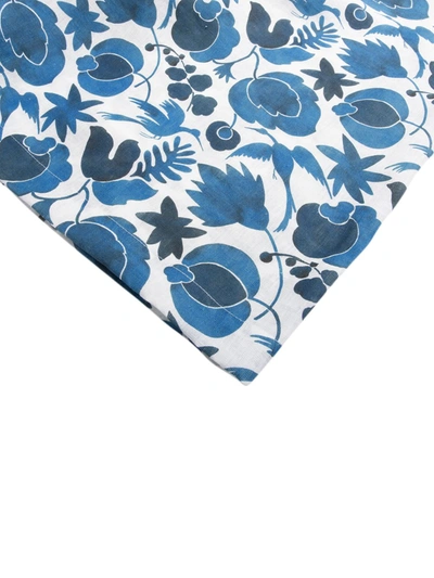 Shop La Doublej Wildbird-print Linen Tablecloth In Blue