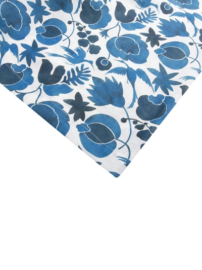 La Doublej Wildbird-print Linen Tablecloth In Blue
