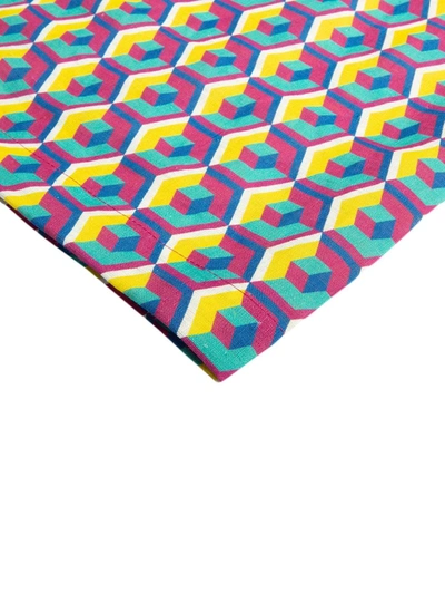Shop La Doublej Geometric-print Tablecloth In Pink
