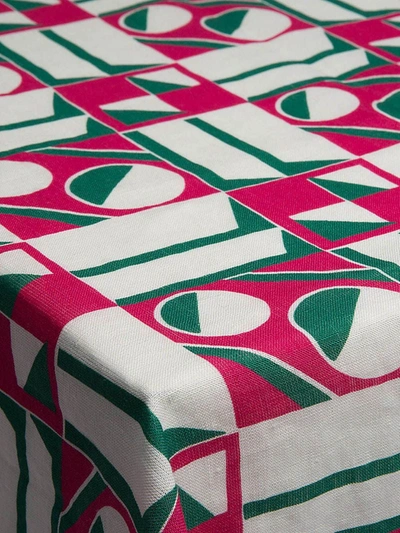 La Doublej Geometric Print Table Cloth In Pink
