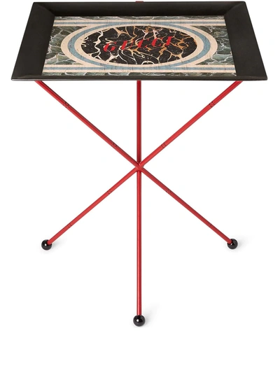 Shop Gucci Marble Print Folding Tray In Red